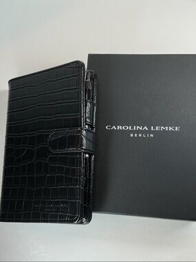 Carolina Lemke Berlin Croc Embossed Planner Binder Organizer + Pen (new in box)